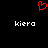 Red pixelated heart symbol above two white 'kiera' text labels on black background.