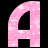 Two side-by-side animated frames of a pink glittery letter A against black background, showing subtle animation differences between the two sampled frames.