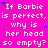 A static image with a bright pink background displays repeated white text reading 'If Barbie is perfect, why is her head so empty?' alongside small blue stars.