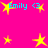 A bright pink background features yellow star shapes and cyan text reading "Emily <3" in multiple positions, with some stars animated to glow.