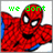 Pixelated Spider-Man character with red and blue costume, white eyes, green text overlays reading 'we dont', 'superman', and 'no more! we just spiderman dot ohh!'