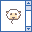 Pixelated cat face with light brown fur, dark brown ears, and a small tail, displayed in a of six with blue navigation buttons
