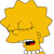 Pixelated yellow cartoon character with spiky hair, open mouth showing black interior and red tongue, white eyes with black pupils, standing against plain background.