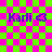 Pixelated text 'Kari' with a purple heart symbol on a green and pink checkered background, with visible lines and partial overlays