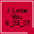 Red square icon with white border displaying 'i Love You 6_25_07' text and a small heart symbol in the bottom-right corner.