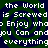 Pixelated text repeats 'the World is Screwed' and 'Enjoy who you Can and everything' over a green spiral background.