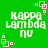 Green background with white pixelated text reading 'KAPPA LAMBDA NV' and pink square-dot patterns in corners.
