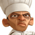 Pixelated cartoon-style icon of a person wearing a white chef's hat and white clothing, with brown skin tone and large ears, set against a plain white background.