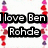 Pixelated text reads "I love Ben Roche" and "11-22-08" on a white background with pink and red floral patterns.