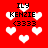 Red background with white pixelated hearts and repeated text 'ILY KENZIE (3333)' in black pixelated font.
