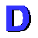 blue and purple 'D' shapes in various 3D styles, with some frames showing different angles and shading variations