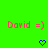 Green background with two identical pink text phrases and blue pixelated hearts below each phrase.