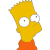Pixelated yellow-skinned character with spiky hair, large white eyes with black pupils, orange shirt, and neutral expression on plain background.