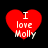 Four red heart-shaped icons with white text "I love Molly" on black background, each showing slight pixel variation across frames.