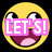 A yellow emoji face with wide eyes and an open mouth overlaid by a pink 'LET'S!' text box, next to a baseball with red stitching and a red 'GO!' text overlay on a red background with white 'METS!' text.