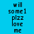 Pixelated text 'will some1 plzz love me' on cyan background with shifting magenta blocks, animated
