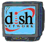 Animated sequence of a computer monitor displaying "dish NETWORK" text with changing swirl colors and one blank screen.