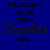 Two side-by-side static images of a blue background with text elements, where the right image shows an orange version of the word "Scarlet" while the left remains dark.