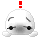 Pixelated white character with closed eyes and small arms, showing three distinct states: red exclamation mark above head, blue thought bubble with square, and blue Z-shaped sleep symbol.