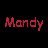 Pixelated red text "Mandy Mandy" on black background in a contact sheet layout with two identical frames side-by-side.