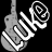 A contact sheet of five animated frames showing a guitar-shaped icon with the name "Luke" in white neon-style text, displayed on a black background with gray transparency areas.