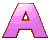 A 3x3 grid of nine identical pink letter A icons with brown outlines arranged on a gray background, each showing slight variations in shading and pixelation across frames.