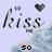 Pixelated icon with 'kiss' text, heart symbol, and wave background; animated change in lower text from 'so' to 'Kiss' to 'mee!!'