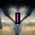 Pixelated image with pink text over a blurred background of heart-shaped trees, displaying "I Love You" and names "Shannon Danielle" with a heart symbol.