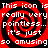 Red and black spiral pattern with white text repeating 'This icon is really very very pointless... it's just so amusing' across four identical quadrants.