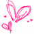 Animated pink heart doodles with small hearts and dots on white background, black arrow pointing left with 'Brendan' text in magenta.