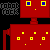 Red robot-shaped icon with yellow square accents and blue eyes, displaying animated variations of eye colors