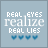A 5x5 contact sheet of animated frames showing a static icon with text "REAL EYES realize REAL LIES" and four blue eye icons, displaying subtle animation changes across sampled frames.