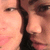 four pixelated face close-ups showing a person with light skin, dark eyes, and pink lips in various expressions against a black background