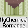 Animated contact sheet of My Chemical Romance-themed buddy icons showing character sprites and text variations across 21 frames with repeated 'MyChemicalRomance' branding.