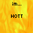 A static image with a yellow-orange gradient background displaying 'im...' and 'HOTT' text in black pixelated font.