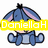 Pixelated cartoon donkey with blue body and pink inner ears, sitting in a with one frame showing yellow text overlay