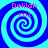Four identical spiral patterns arranged in a , each with blue and cyan concentric spirals on a solid background