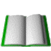 Animated sequence of an open book with green borders, pages flipping through various stages of closure against a gray background.