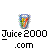 16 pixel-art icons featuring a glass of multicolored juice and a blue-clad character with a white face, each labeled "Juice 2000 .com" below
