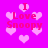 Pixelated pink background with repeated 'I Love Snoopy' text and light pink hearts in a static pattern.