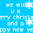 Blue background with white pixelated text repeating 'we wish ua merry christmerry and a happy new yappy' and white snowflakes.