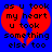 Red broken heart with black text on blue background, two identical static frames side-by-side.