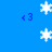 Blue background with white snowflakes and blue '<3' symbols arranged in a pattern