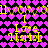 Yellow text reading "I Love Mariah" on a black background with repeating pink heart shapes, with visible pixelation and color bleeding.
