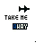 Animated contact sheet of a 5x5 grid showing sequential frames of an AIM buddy icon with a black airplane and "TAKE ME AWAY" text, displaying various animation effects like solid lines, dotted outlines, and partial visibility across sampled frames.
