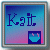 Pixelated icon with blue-to-pink gradient background, dark blue text 'Kgit', and small inset image of a bowl-like shape.