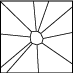 Black spider moves across white spider web background with radiating lines, transitioning from central to peripheral positions across frames.