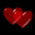 Two overlapping red hearts on a black background with green text reading "Original Icons .com" on the right side.