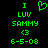 Green pixelated text and symbols on black background with one heart symbol animated between two static frames.