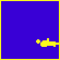 Yellow pixelated figure on blue background performing sequential poses including lying, crouching, standing, and running